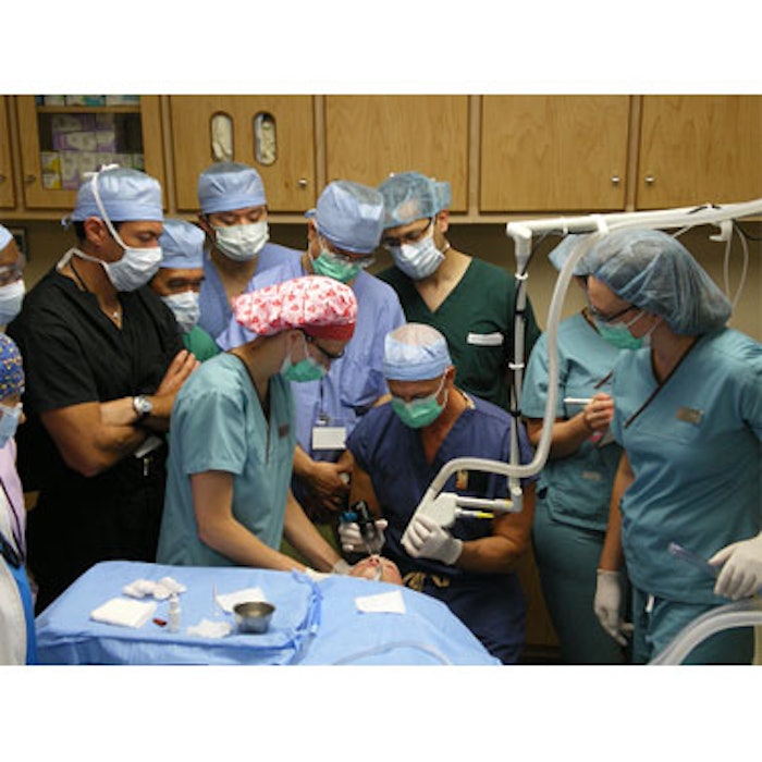 Joseph Niamtu, III, DMD of Richmond, Virginia, demonstrates a procedure to preceptees.