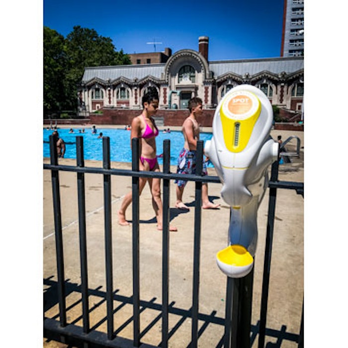 Sun Shield dispenser at New York City public pool