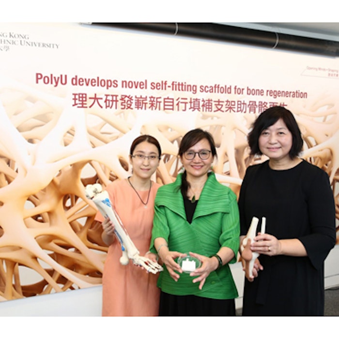 (left to right): Dr Xie Ruiqi from the Institute of Textiles and Clothing, Professor Hu Jinlian and and Dr Guo Xia from the Department of Rehabilitation Sciences