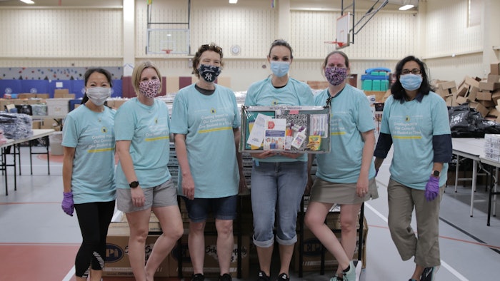 Employees from Galderma donated their time to pass out 1,200 donated backpacks filled with school supplies to families at NISD’s Hatfield Elementary.