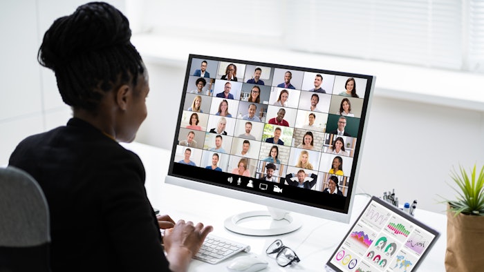 Woman on zoom video call
