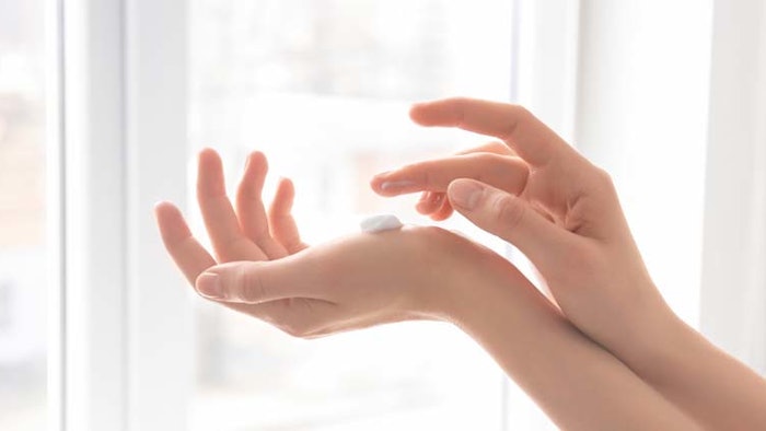 lotion on hand