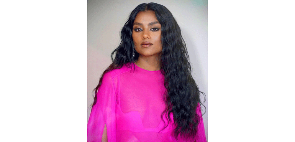 Simone Ashley; credit @peterluxhair via Instagram