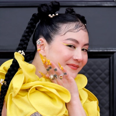 Michelle Zauner's bright 3D nails by Celeste Marie Welch, @celestemariewelch