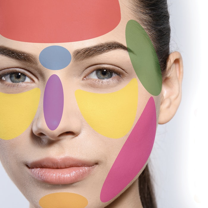 Acne spot markings on woman