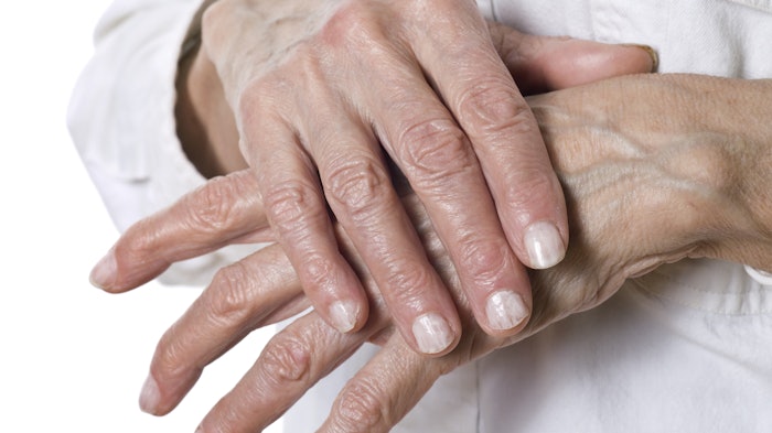 Senior woman's hands close up.