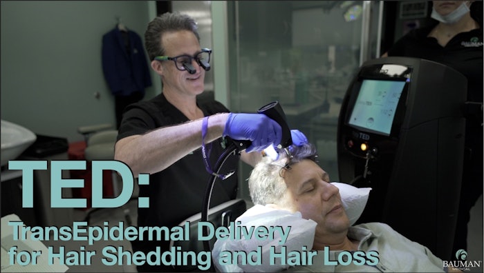 TED delivers powerful topical hair growth treatments using low-frequency “ultrasonic” sound waves and air pressure.