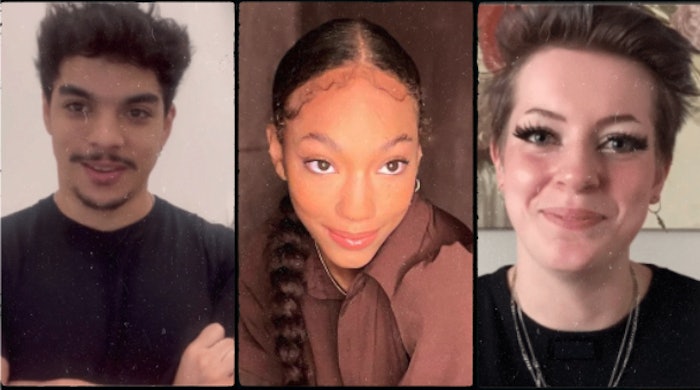 L’Oréal Professionnel and Beauty Changes Lives Spring 2022 Scholarship Recipients: (Left to Right) Gabriel Bernal, N’Dia Gruning and Mia “Solstice” Waltemate