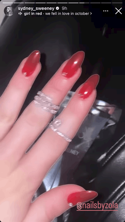 Sydney Sweeney tests the Red Nails Theory with a classic red manicure