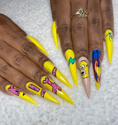 The Simpsons and Kool Kiy nail art by Christie Schobel