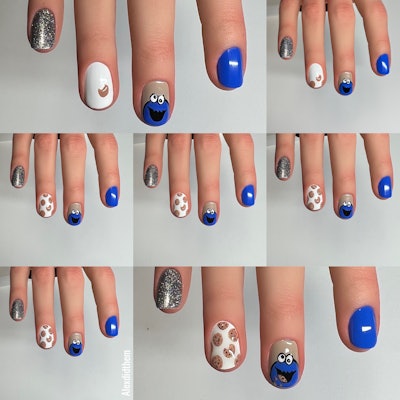 Cookie nail art step-by-step