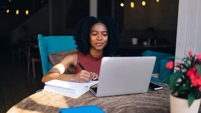 black woman taking virtual online education course