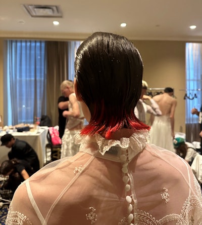 Slick back with a pop of red