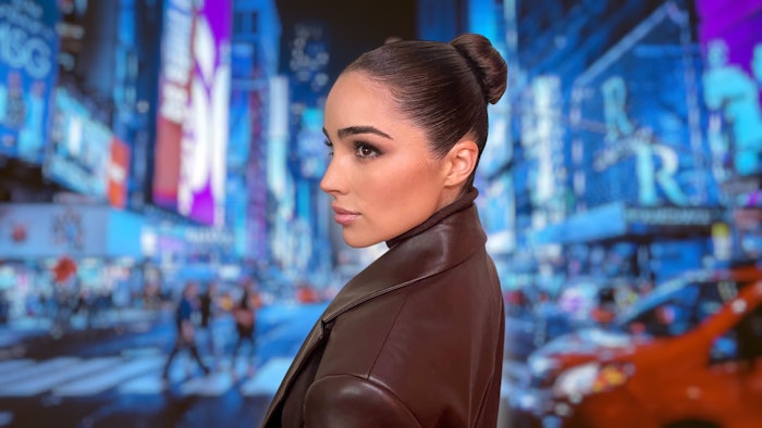Celebrity Stylist Dimitris Giannetos creates show-stopping 'Expensive Girl Bun' with Uberliss products for Olivia Culpo at NYFW.