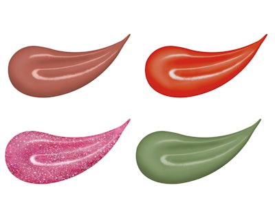 Tawny, Ember, Rhubard Glitter and Moss gel polishes from Lecenté's new collection.