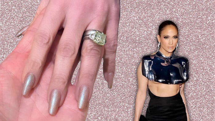 Celebrity manicurist Tom Bachik created Jennifer Lopez's chrome manicure for Elle's Women in Hollywood event using products from CND.