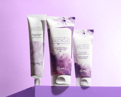 Albéa's HDPE Basic & Classic caps and Fez flip-top caps enable the tube to be made with mono HDPE materials.