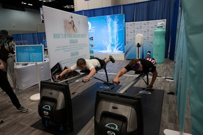 Participants were able to challenge each other to a “50-meter swim” on the specialized equipment, with prizes going to the top contenders in various age groups.