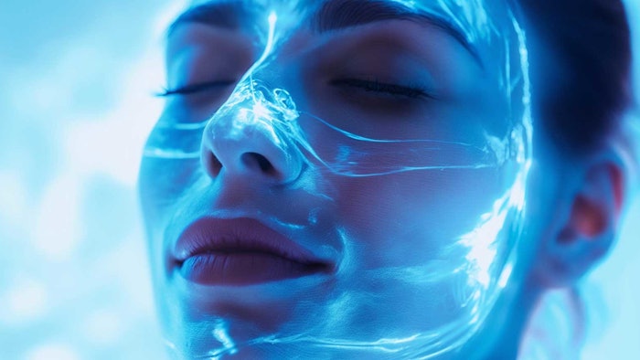 Woman In Blue Light High Tech Facial Concept Recombinant Protein Story Adobe Stock 837834848