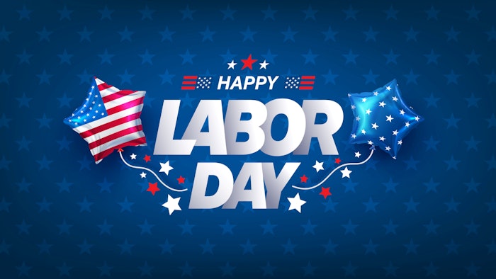USA Labor Day Banner and poster template.USA labor day celebration with american balloons flag on blue.