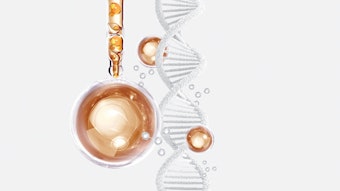 image of silver and gold colored growth factor molecule and stem cells