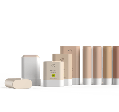 FusionPKG's monomaterial Space Stick, a slim, oval-shaped stick, is available in 10, 15 and 20 ml variants