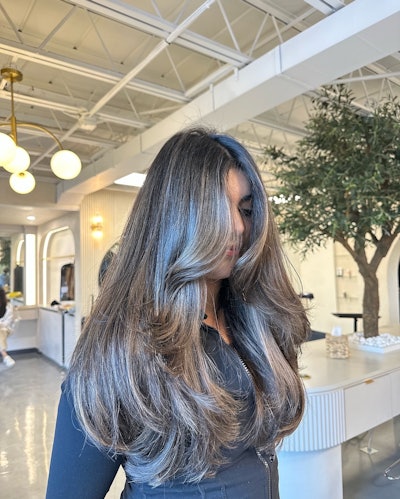 Mushroom Brunette on long, wispy strands