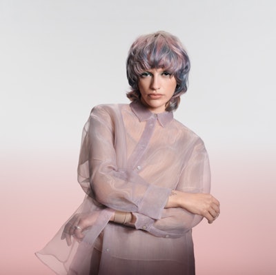 Model with Enchanted Solace hair color from Goldwell