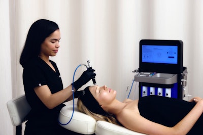 Hydrafacial’s newest booster, the Hydralock HA, is clinically proven to increase hydration by three times, deliver 24-hour moisture and glow and reduce the appearance of wrinkles by 63% after one treatment