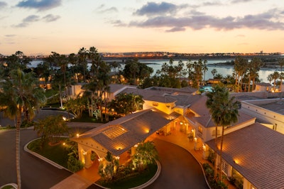 San Diego Mission Bay Resort at sunset.