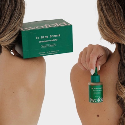 Twofold's ingestible wellness powder targets stress, energy and body hydration. Its topical serum delivers skin barrier function, luminosity and plumpness.