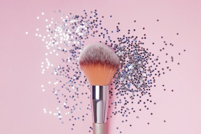 Blush Brush Pink Background Silver Confe Adobe Stock 291736907