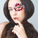 Woman Brunette Eye Floral Petals Unique Makeup Hair Tied With Ribbon In Front Adobe Stock 167268040