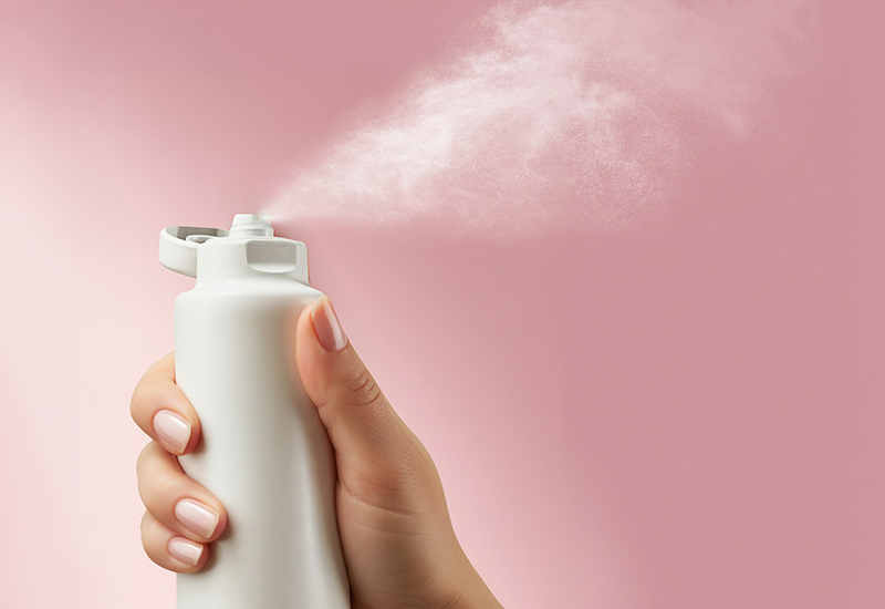 The company emphasized PPWR-ready solutions, including its one-piece mono-material polypropylene Powder Spray Tube, a fully recyclable package available with post-consumer recycled (PCR) content for applications such as powder dry shampoo and other spray products.