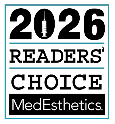 MedEsthetics 2026 Readers' Choice Award badge with syringe icon