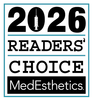 MedEsthetics 2026 Readers' Choice Award badge with syringe icon