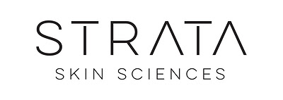 STRATA Skin Sciences logo with minimalist black wordmark and tagline
